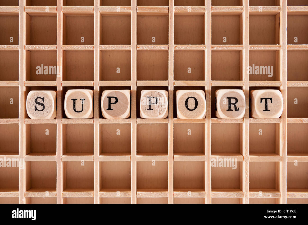 Support word construction with letter blocks / cubes and a shallow ...