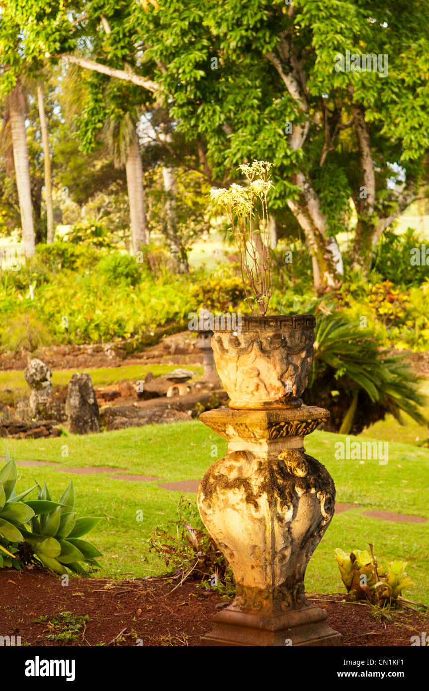 Tropical Garden, Kukuiolono Golf Course, Kauai, Hawaii Stock Photo