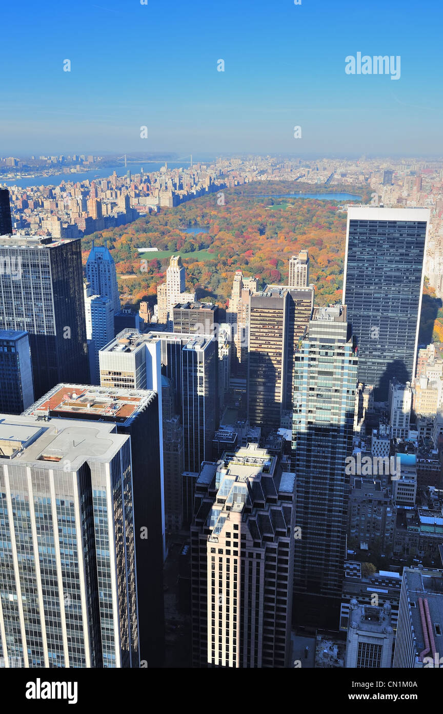 New York City skyscrapers in midtown Manhattan aerial panorama view in ...