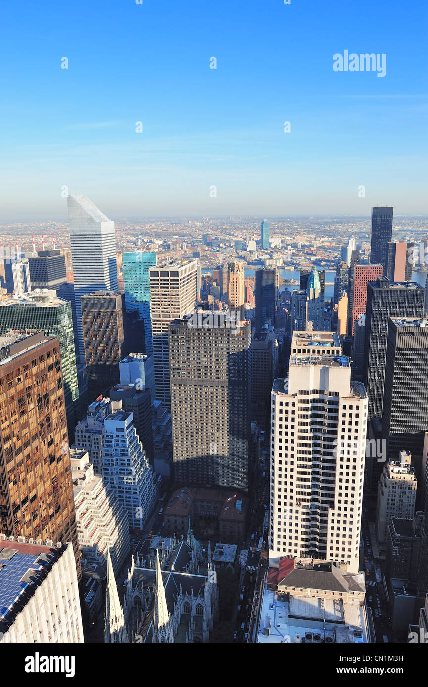 New York City skyscrapers in midtown Manhattan aerial panorama view in ...