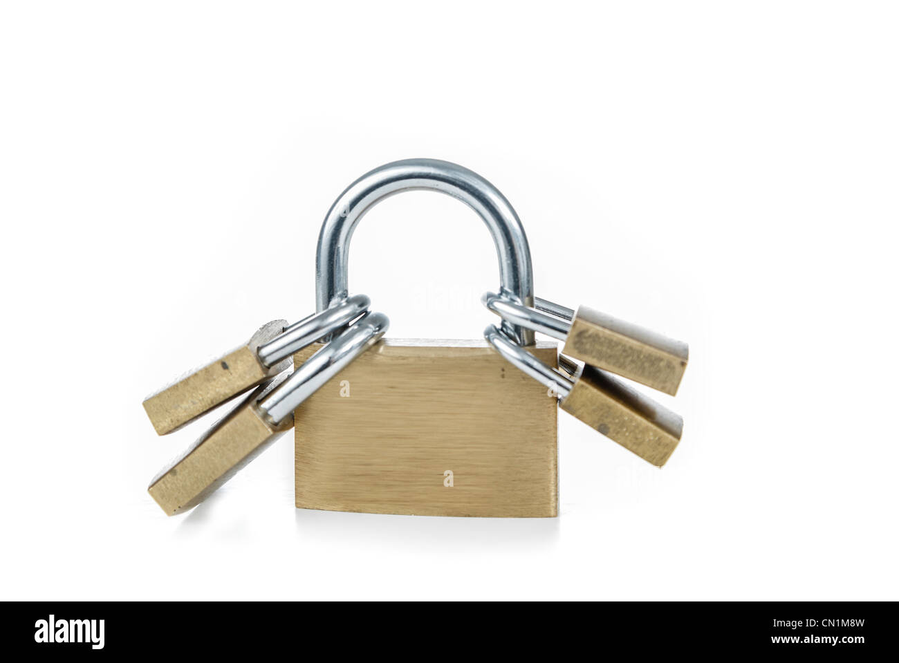 Metal padlock on a white background Stock Photo - Alamy