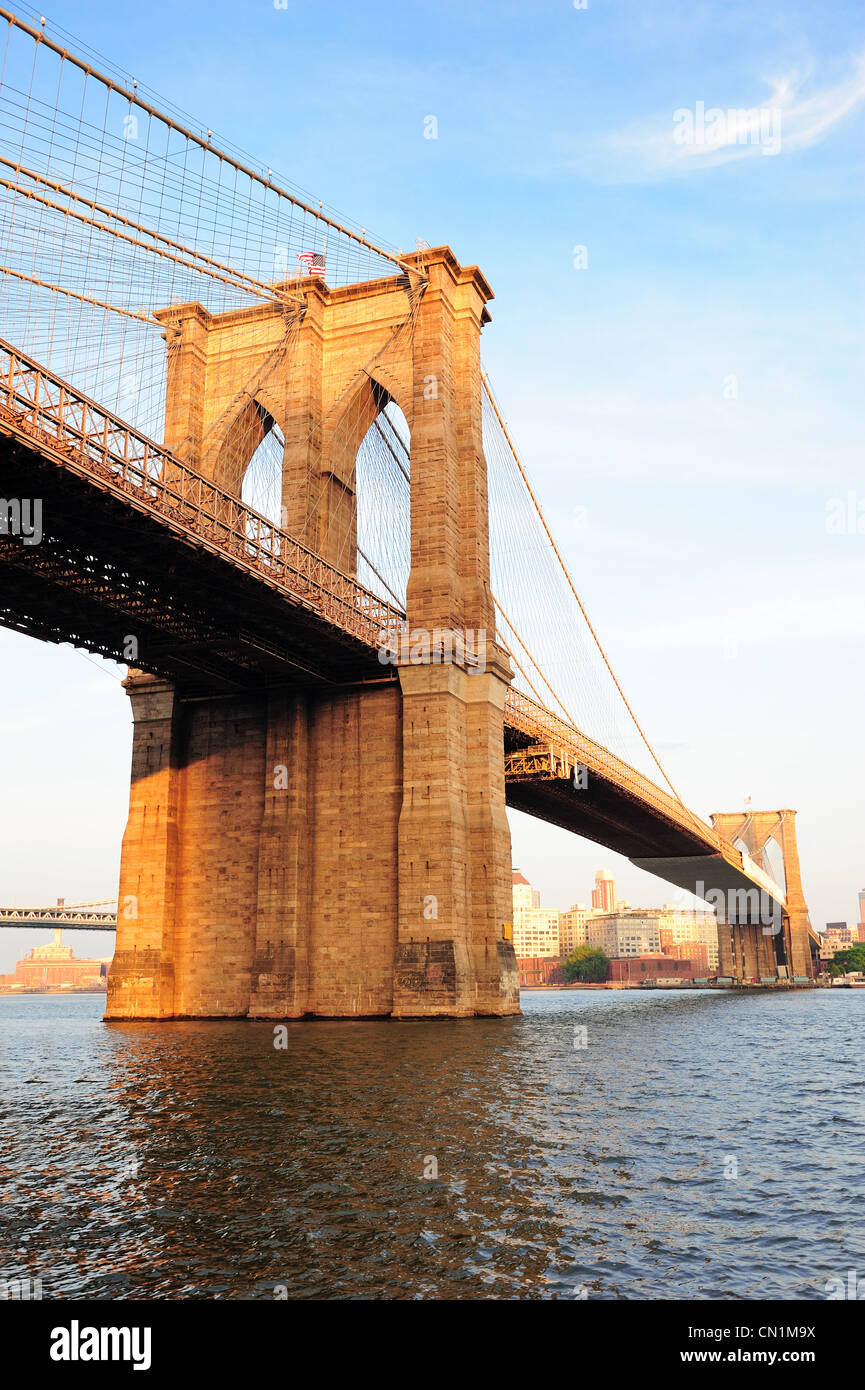 Brooklyn Bridge over East River viewed from New York City Lower ...