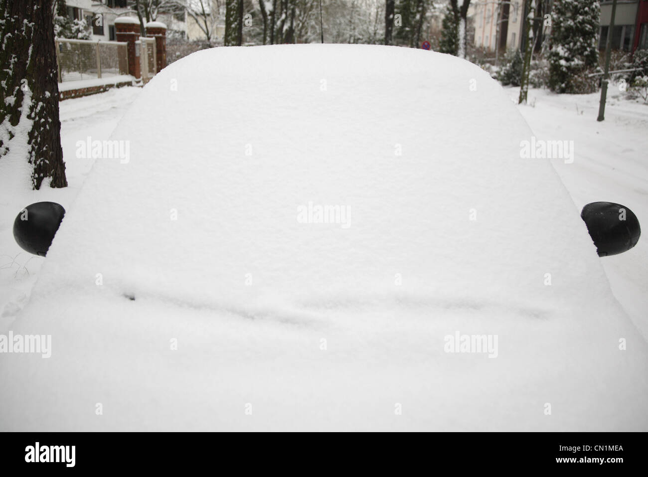 Berlin Winter snow car Stock Photo