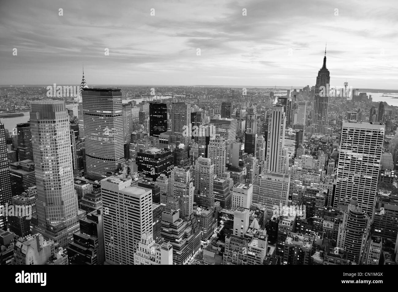 New york city skyline sunset Black and White Stock Photos & Images - Alamy
