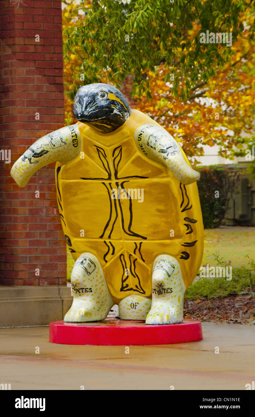 Public art painted turtle statue, found throughout downtown Albany, Georgia, USA Stock Photo