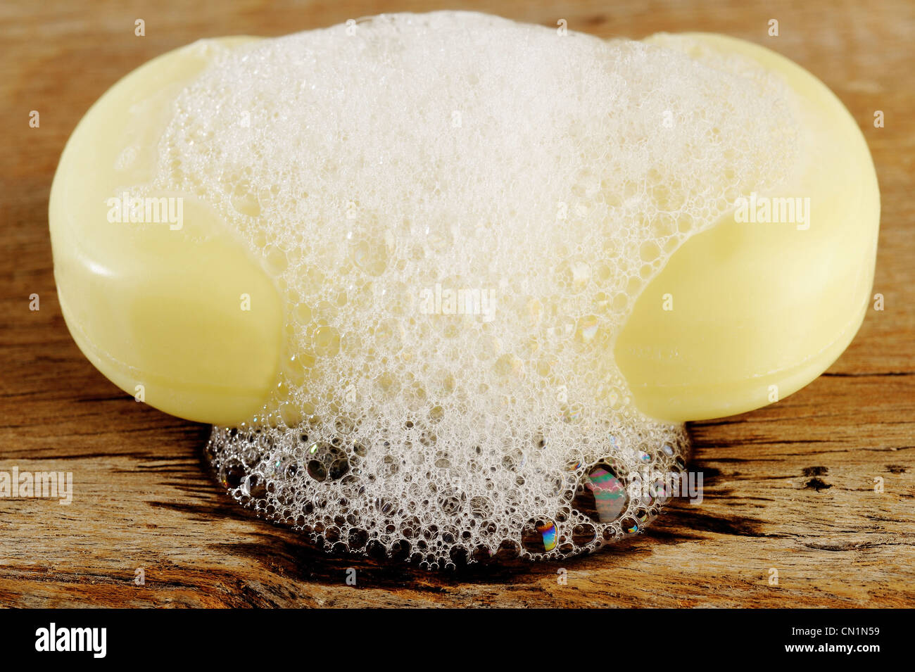 wet soap with foam Stock Photo