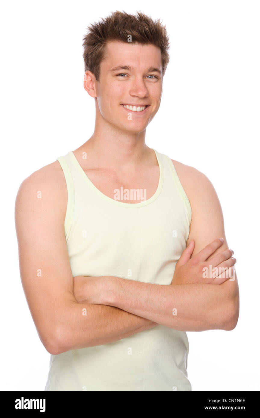 Full isolated portrait of a smiling young man Stock Photo - Alamy