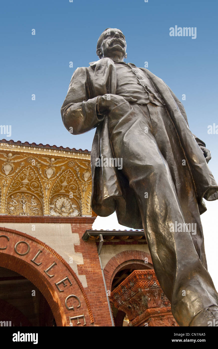 Henry Flagler statue in front of Flagler College, historic landmark