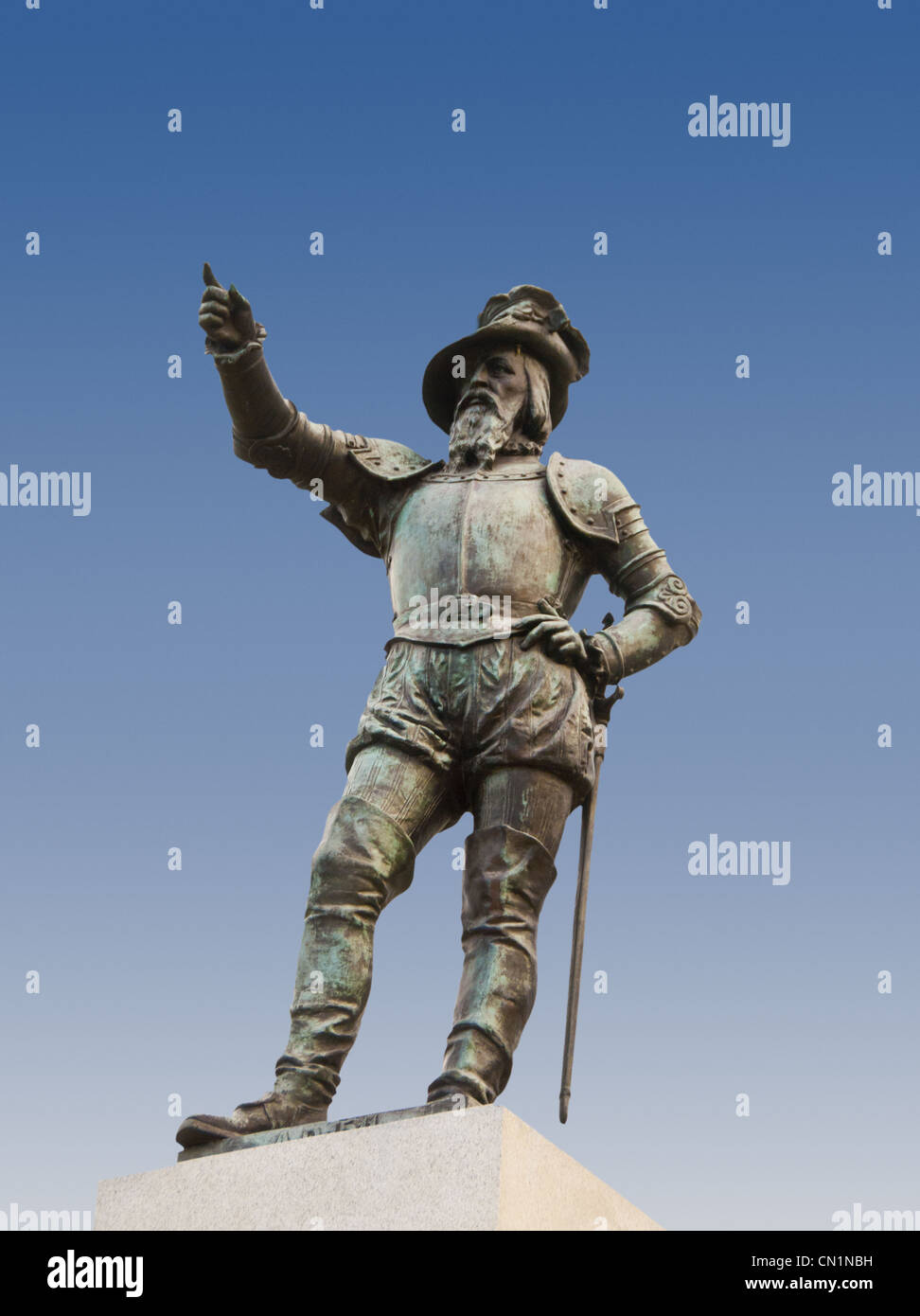 Statue of Juan Ponce de Leon, the discoverer of Florida, landed 1513 in St. Augustine, Florida, USA Stock Photo