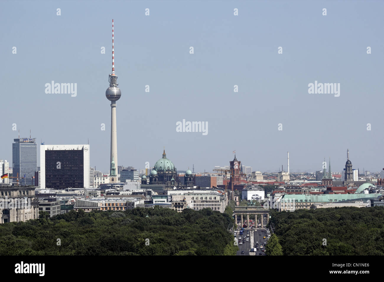 Berlin Skyline Street 17 June Brandenburg Gate Stock Photo