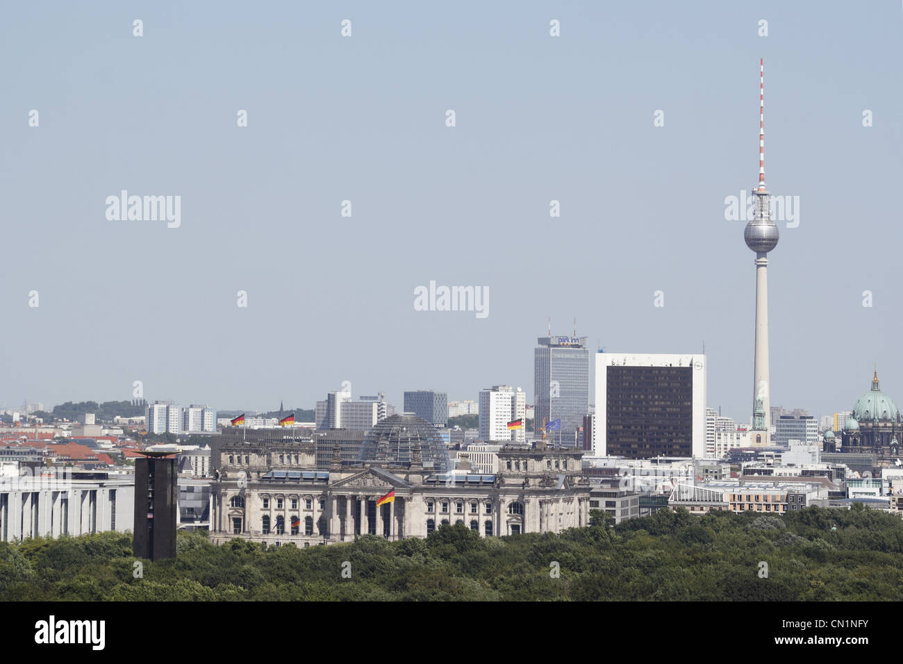 Berlin Mitte Skyline Television Tower Dome Reichstag Stock Photo