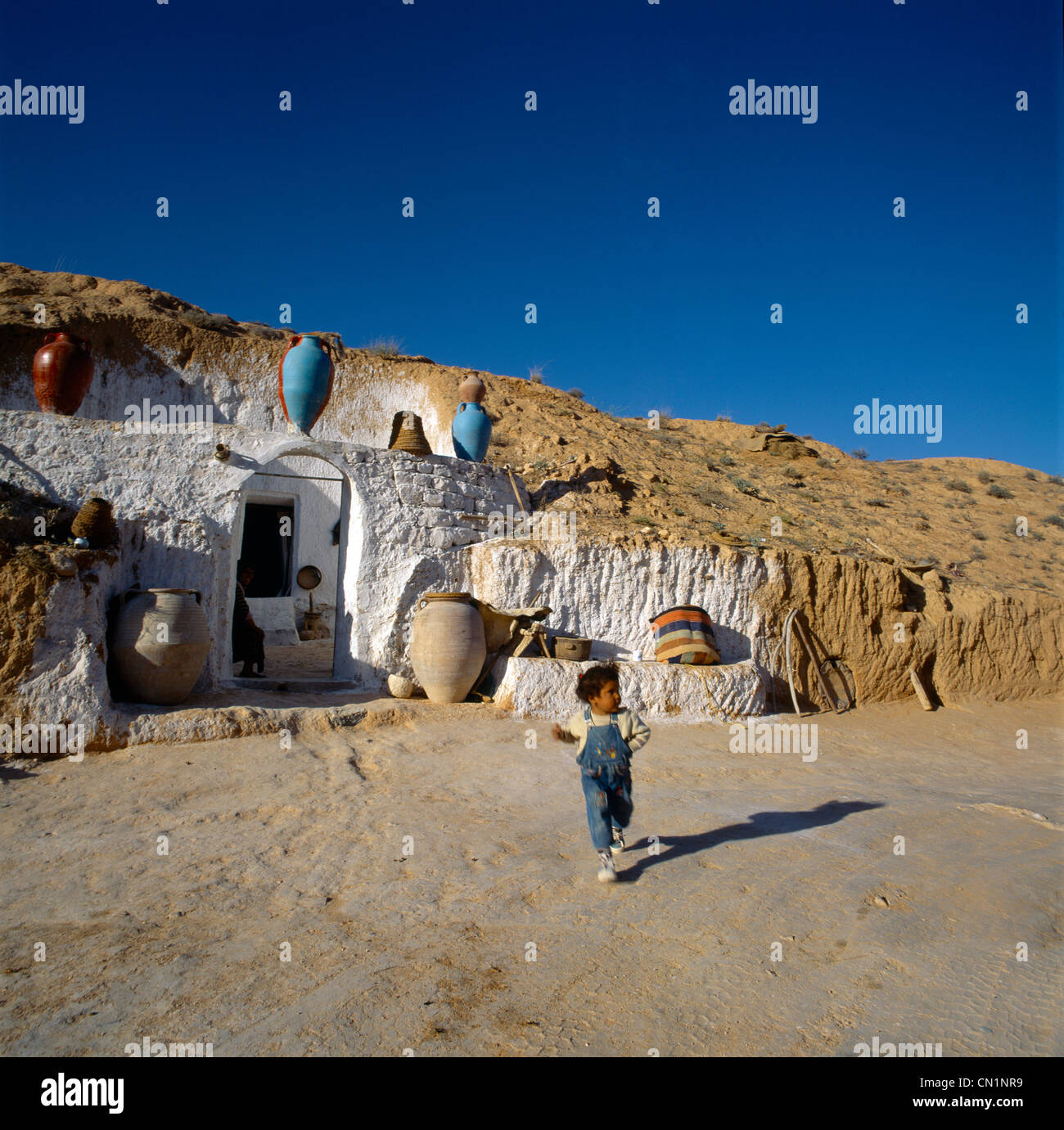 Matmata Tunisia Troglodyte Home Child Stock Photo - Alamy