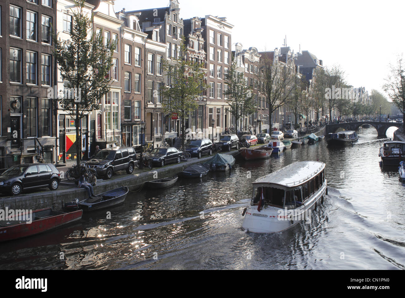 Netherlands Amsterdam Gracht Kanal Canal Flat Spring Stock Photo
