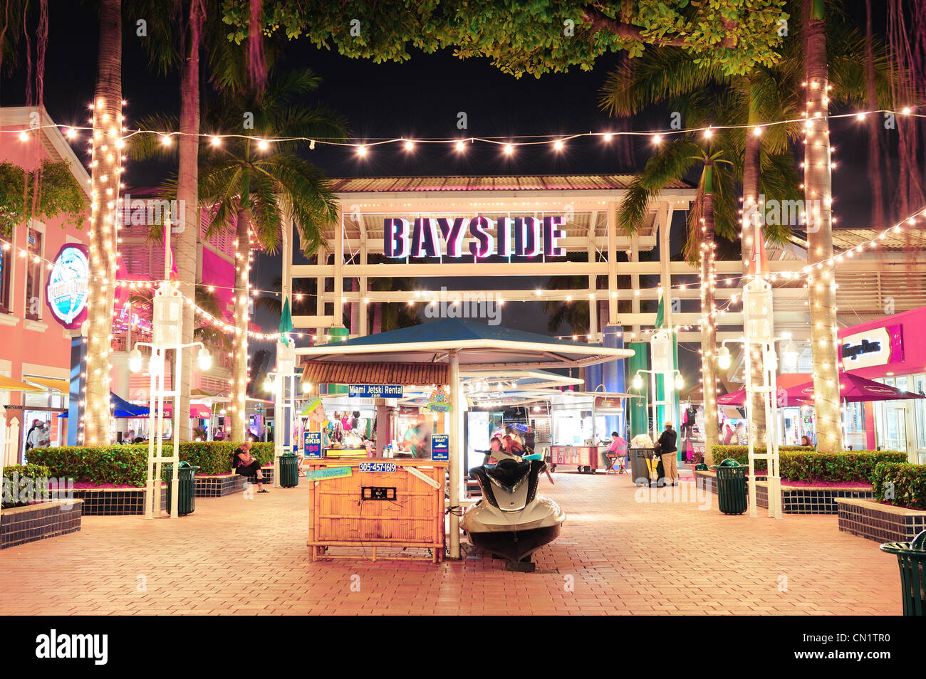 Bayside Marketplace at night Stock Photo