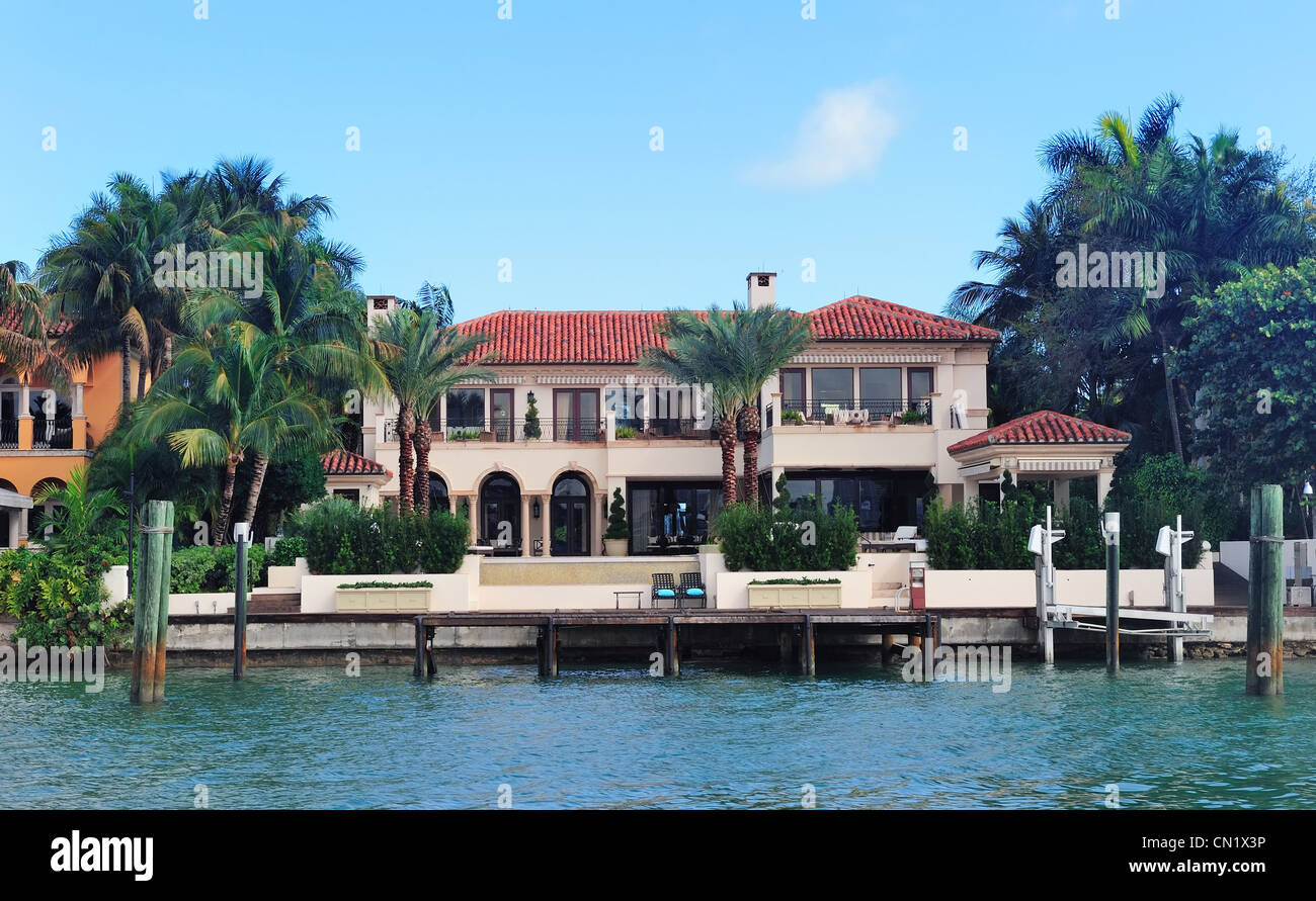 Luxury house on Hibiscus Island in downtown Miami, Florida Stock Photo