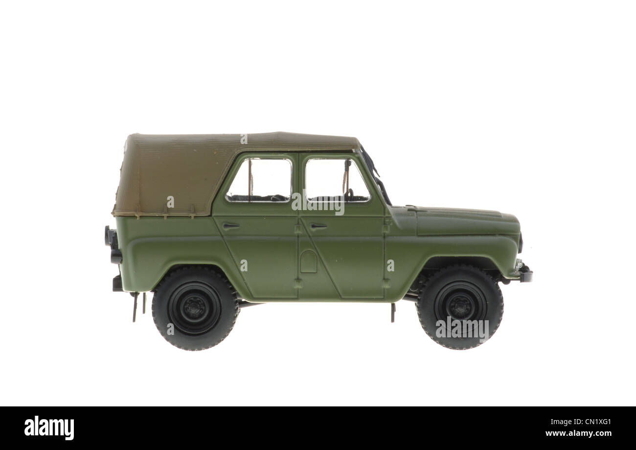 UAZ jeep Soviet production is often used in armed conflicts. Stock Photo