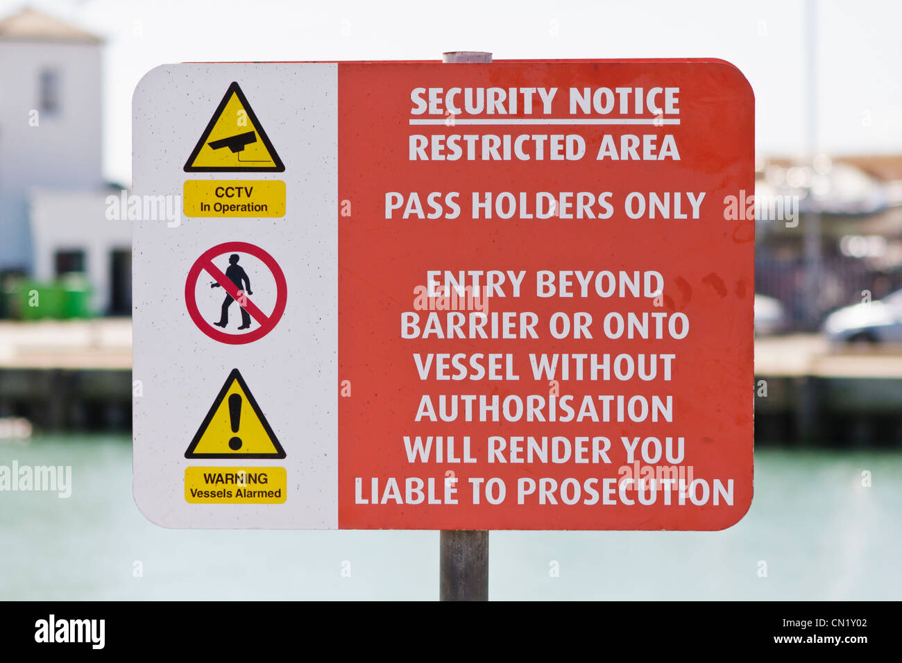 Security warning sign restricted area Stock Photo