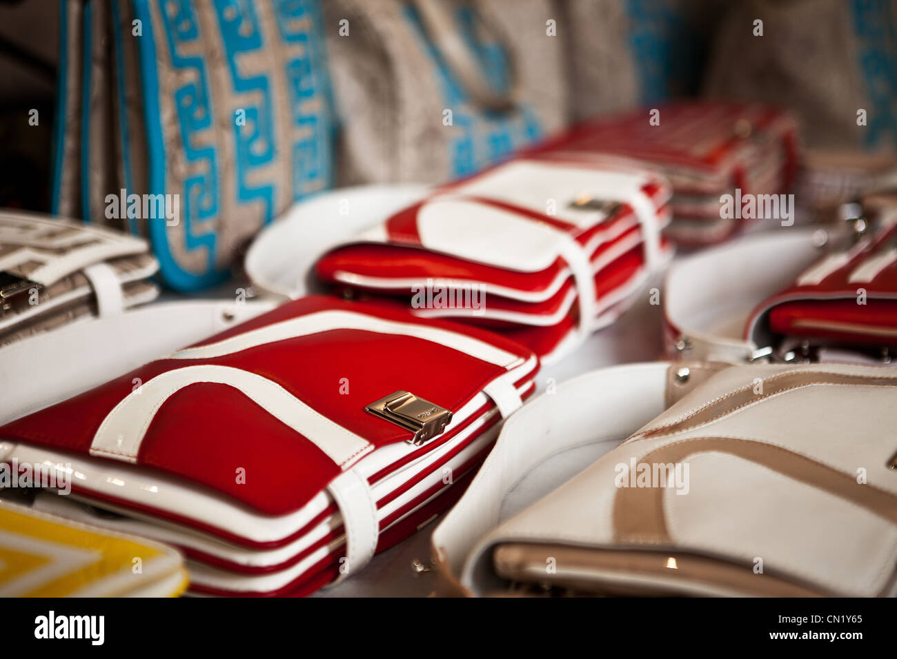 Handbags on display in a retail store Stock Photo Alamy