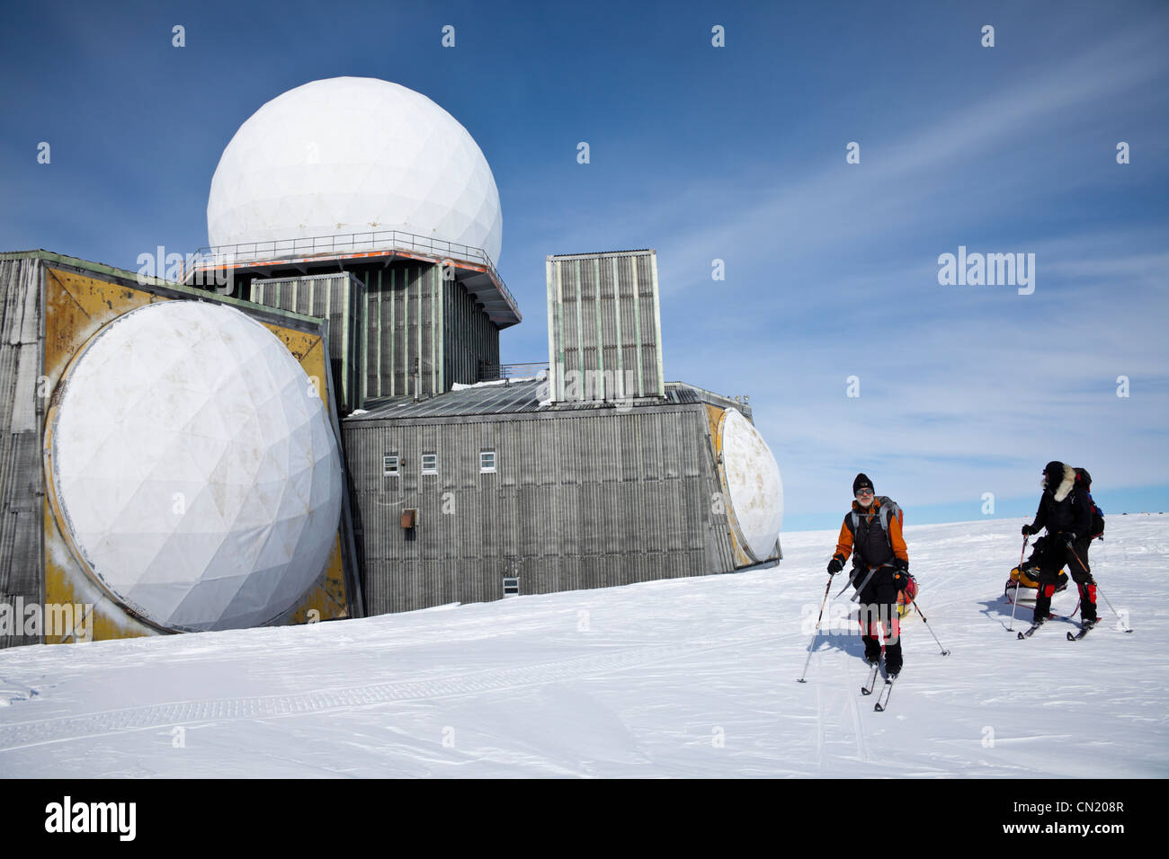 Former American Cold War radar station, DYE 2, in Greenland Stock Photo