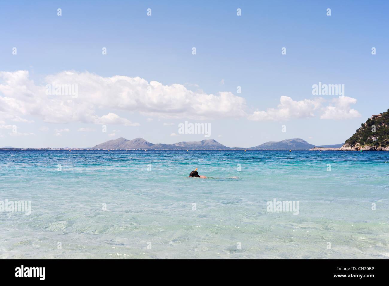 Man snorkeling, Majorca, Spain Stock Photo