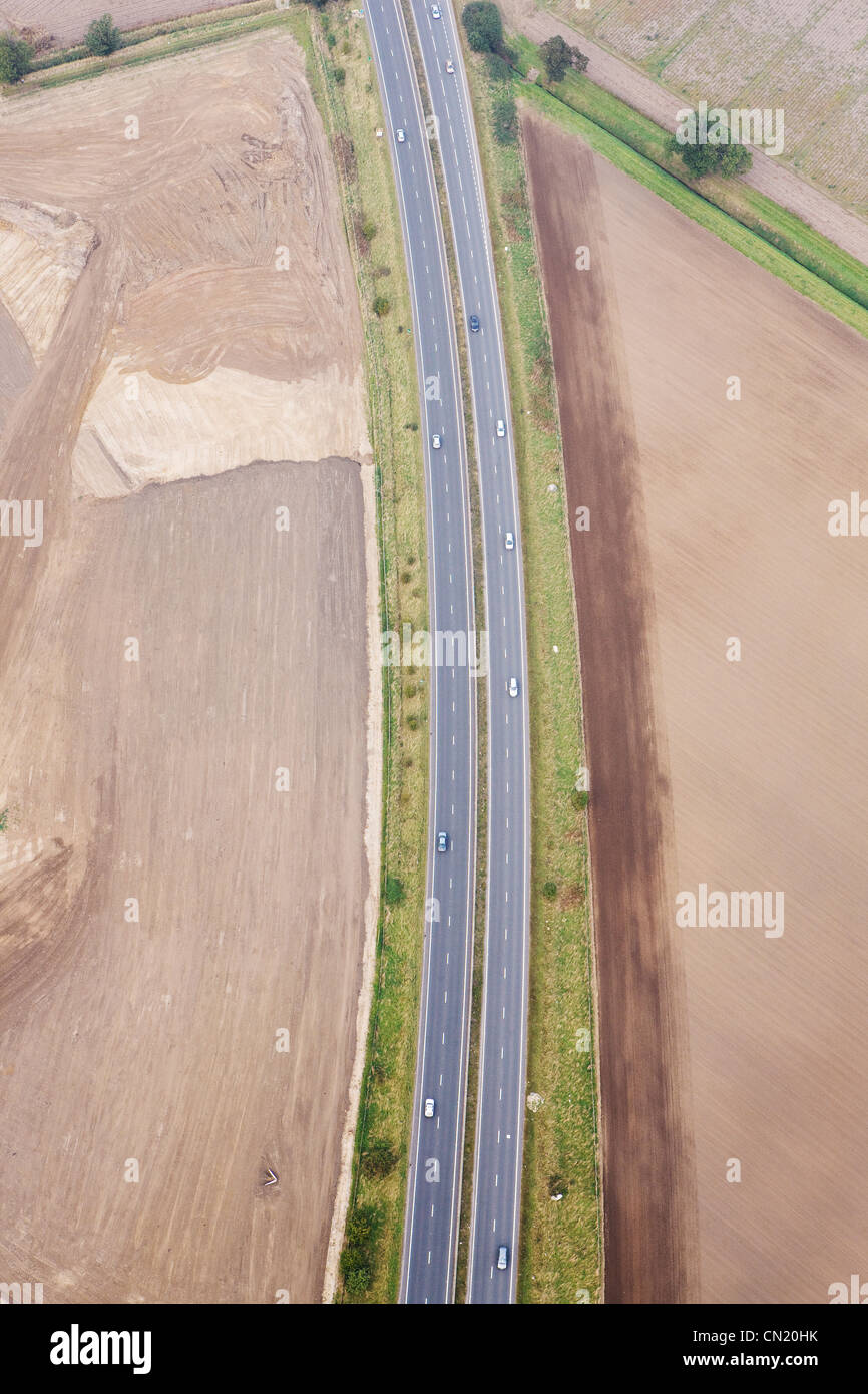Aerial view of motorway, UK Stock Photo