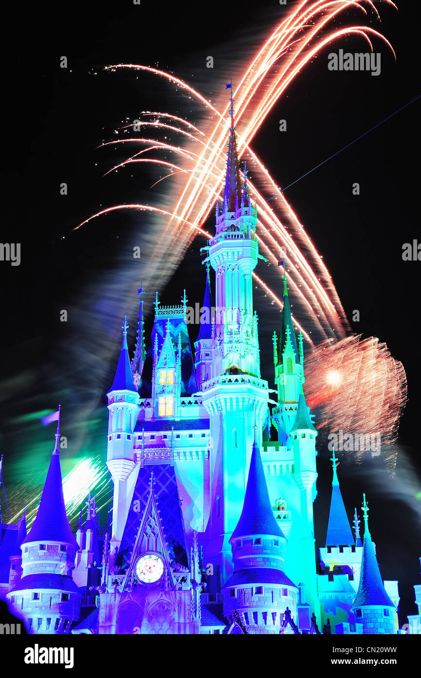 Disney Magic Kingdom fireworks show Stock Photo Alamy