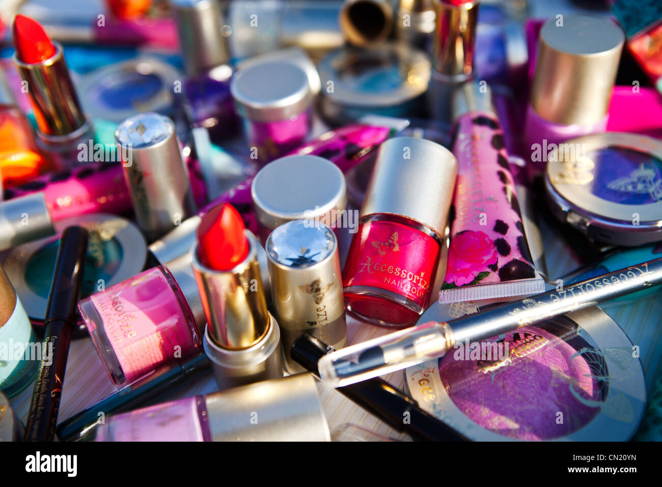 Various Makeups Are Shown On A Counter Stock Photo Alamy