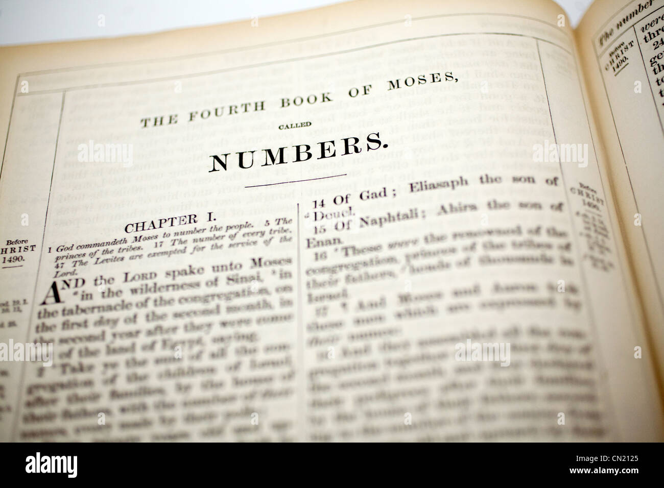 The Book of Numbers bible heading Stock Photo