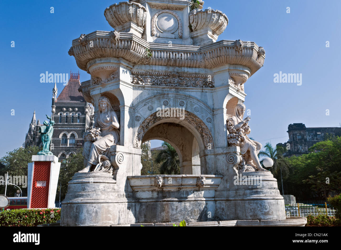 Flora Fountain and Oriental Building Fort area Bombay Mumbai India Stock Photo
