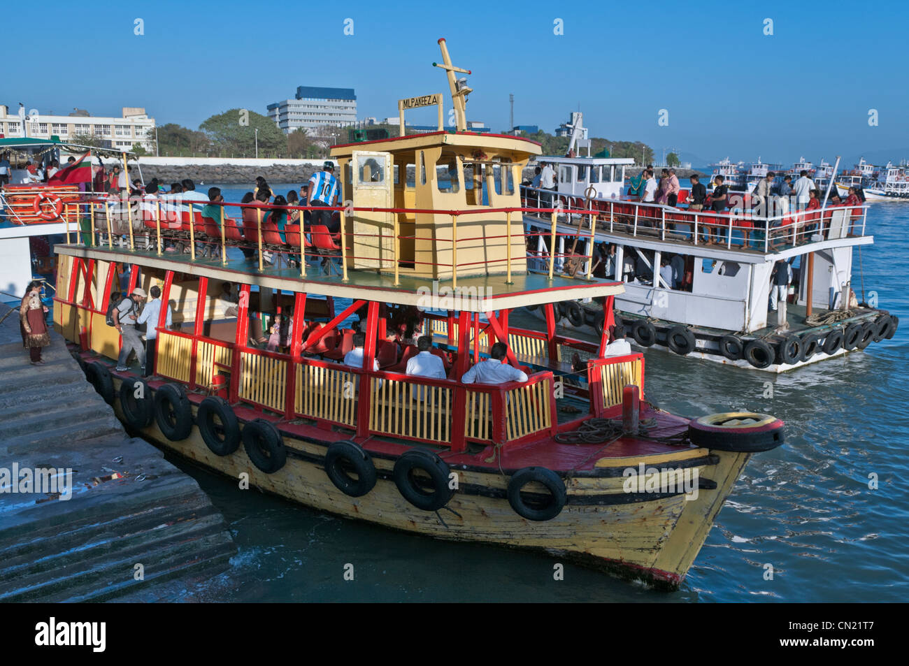 Passenger ferry boats near Gateway of India Mumbai Bombay India Stock Photo