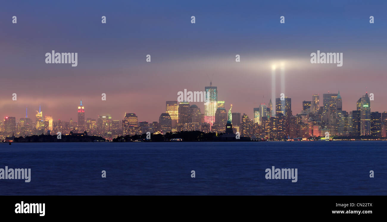 New York City Manhattan downtown skyline panorama Stock Photo - Alamy