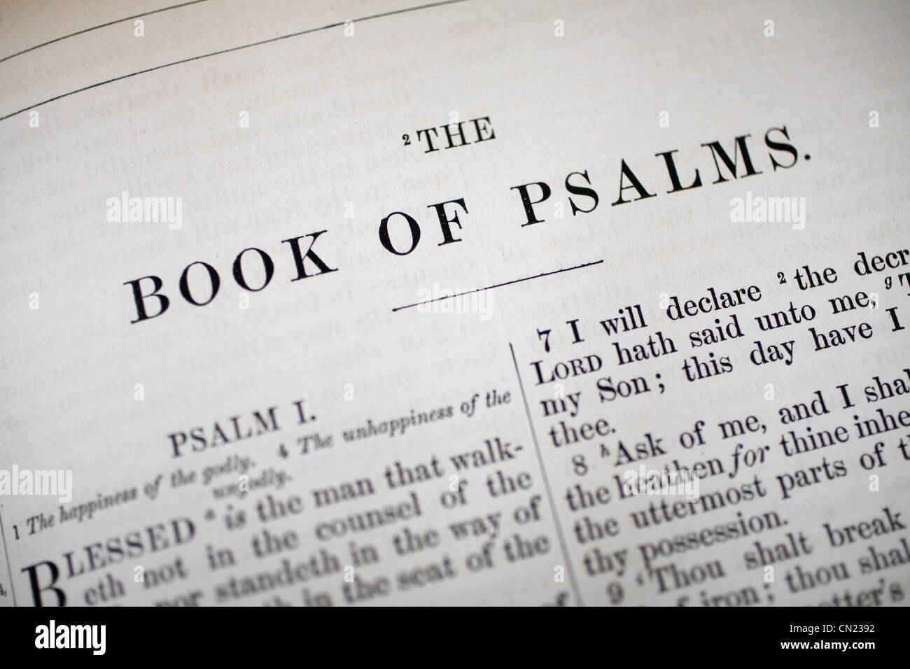 Psalms Bible heading Stock Photo