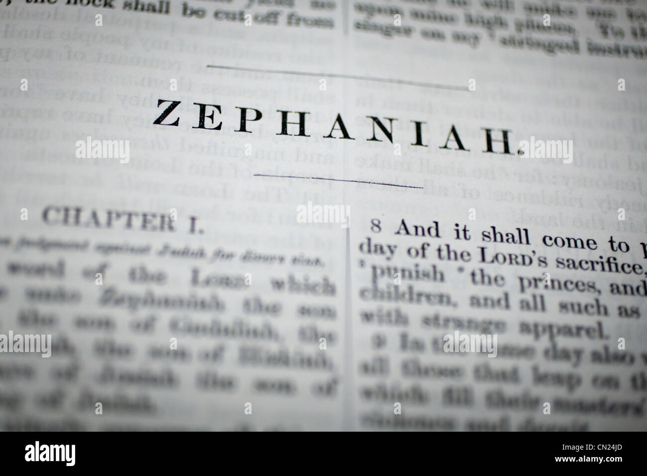 Zephaniah Bible heading Stock Photo Alamy