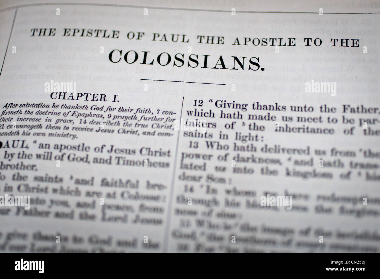 Colossians Bible heading Stock Photo