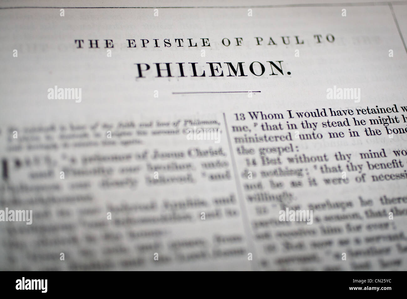 Philemon Bible heading Stock Photo Alamy