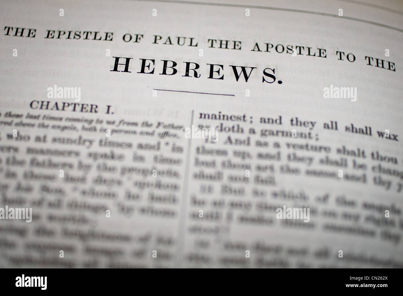 Hebrews Bible heading Stock Photo