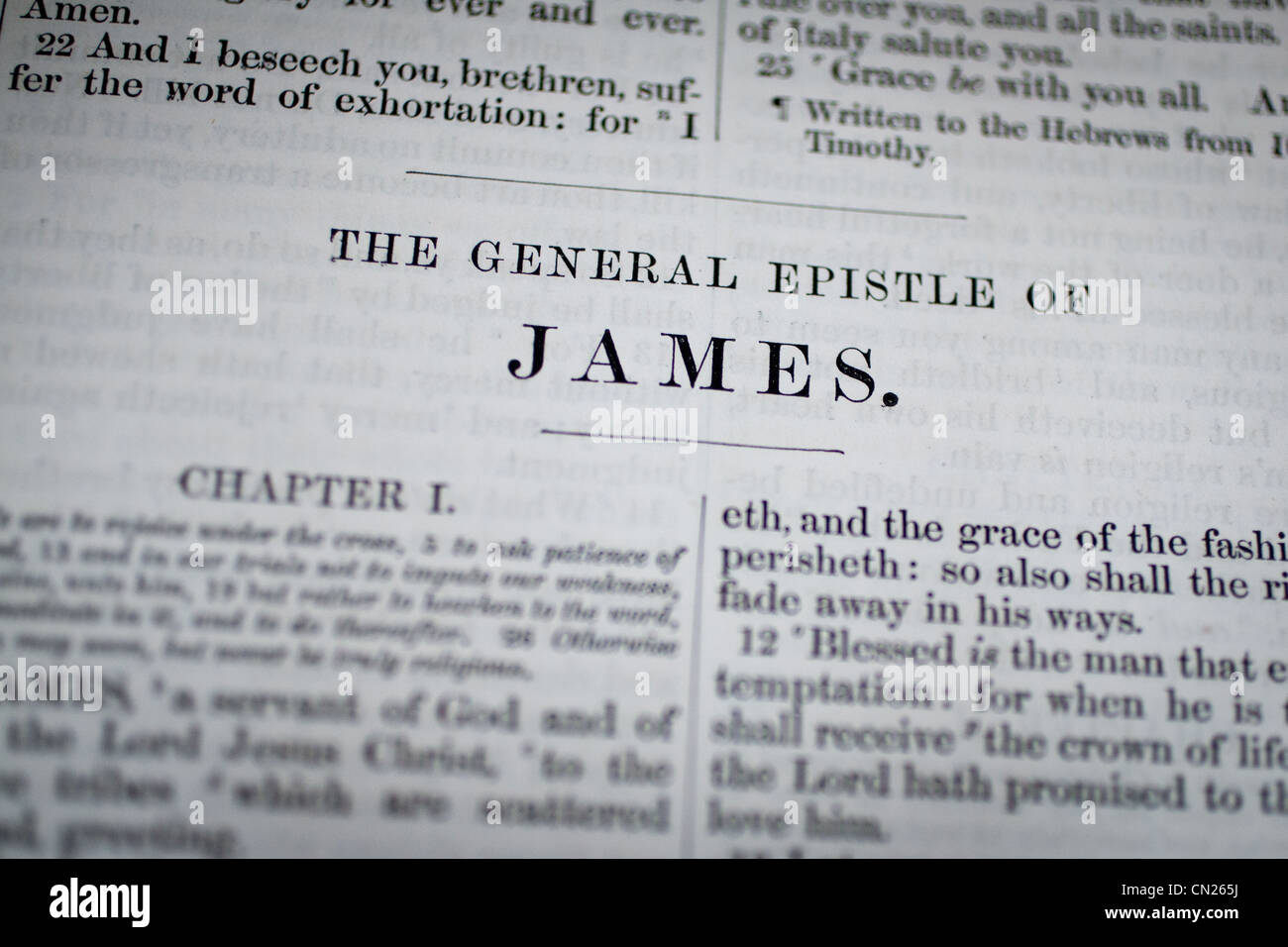 Epistle of James Bible heading Stock Photo Alamy