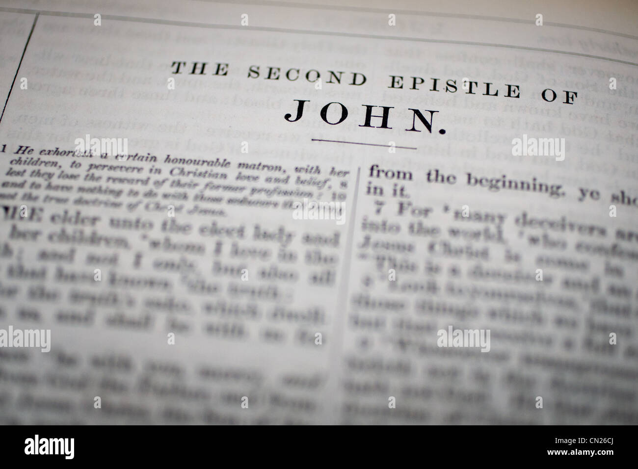 Second John Bible heading Stock Photo Alamy
