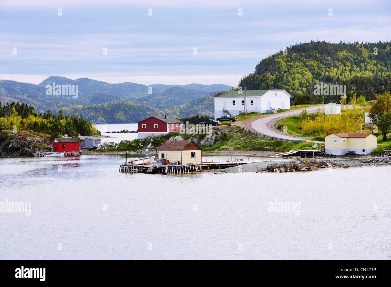 View of Houses and Docks, Harry's Harbour, Newfoundland Stock Photo Alamy