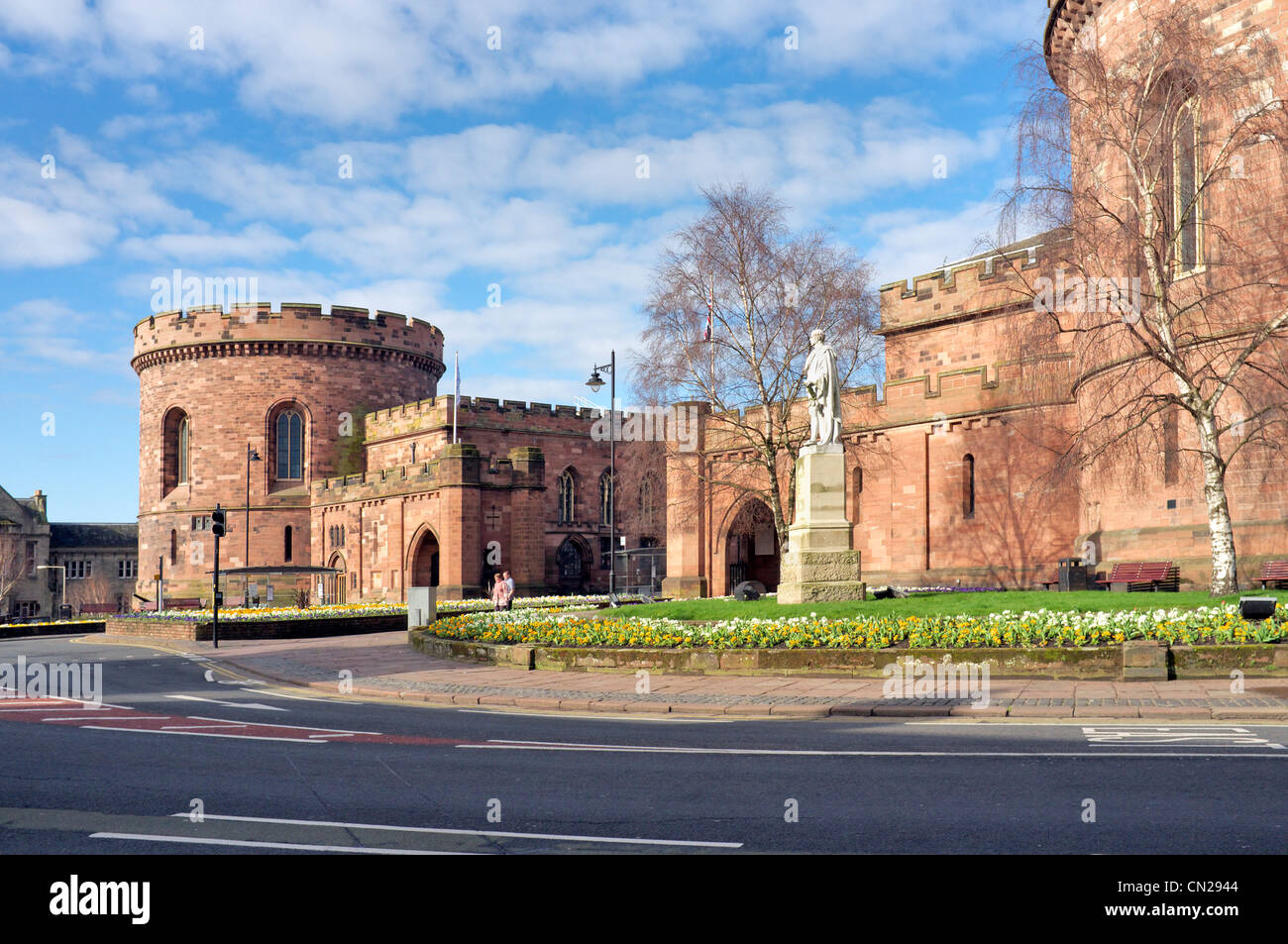 Carlisle city center, Botchergate and the Citadel entrance from the South, Cumbria, United Kingdom Stock Photo