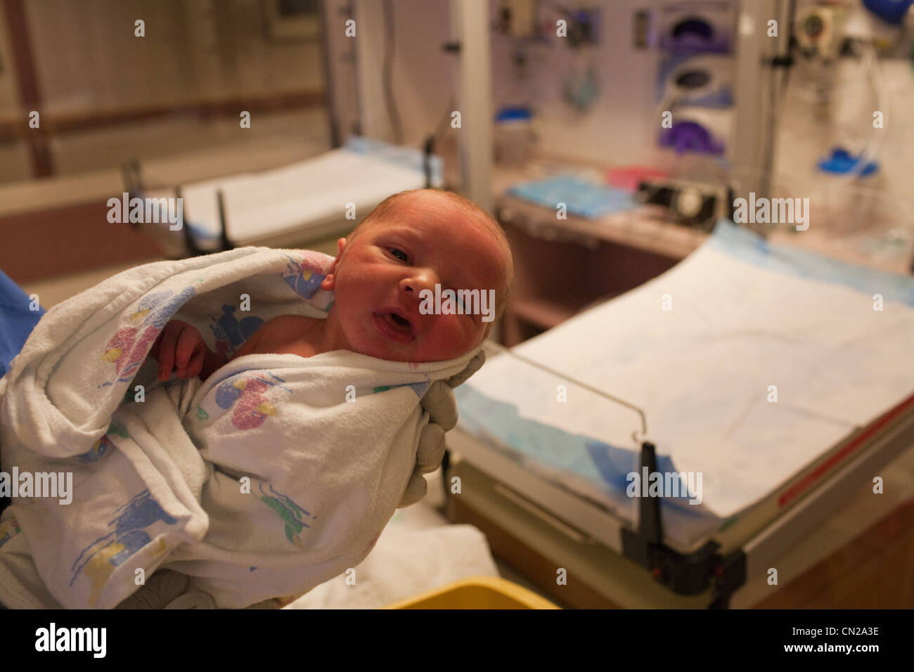 Newborn baby boy in hospital Stock Photo Alamy