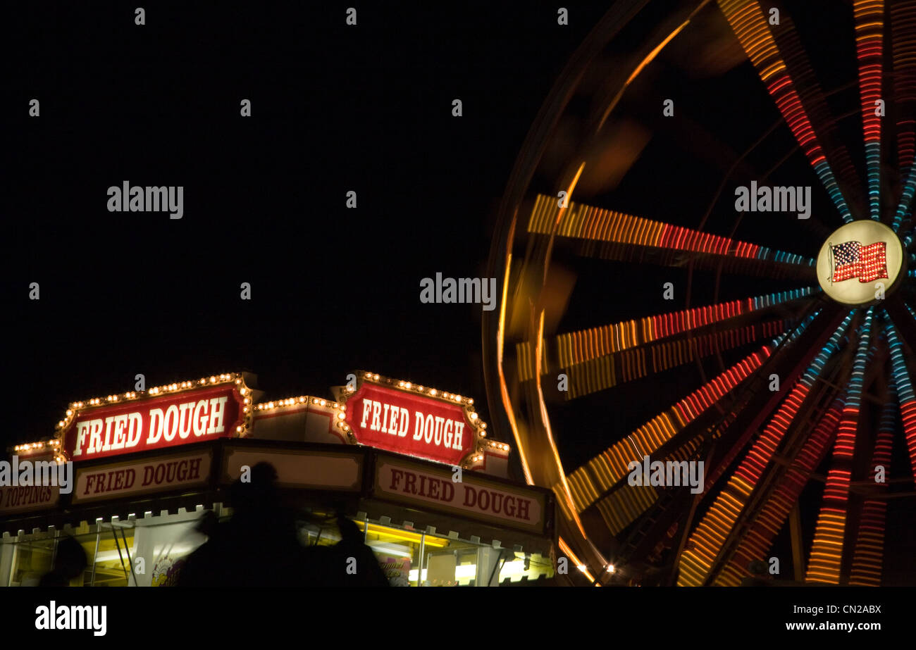 Ferris Wheel at Night, County Fair, Sandwich, New Hampshire, USA Stock