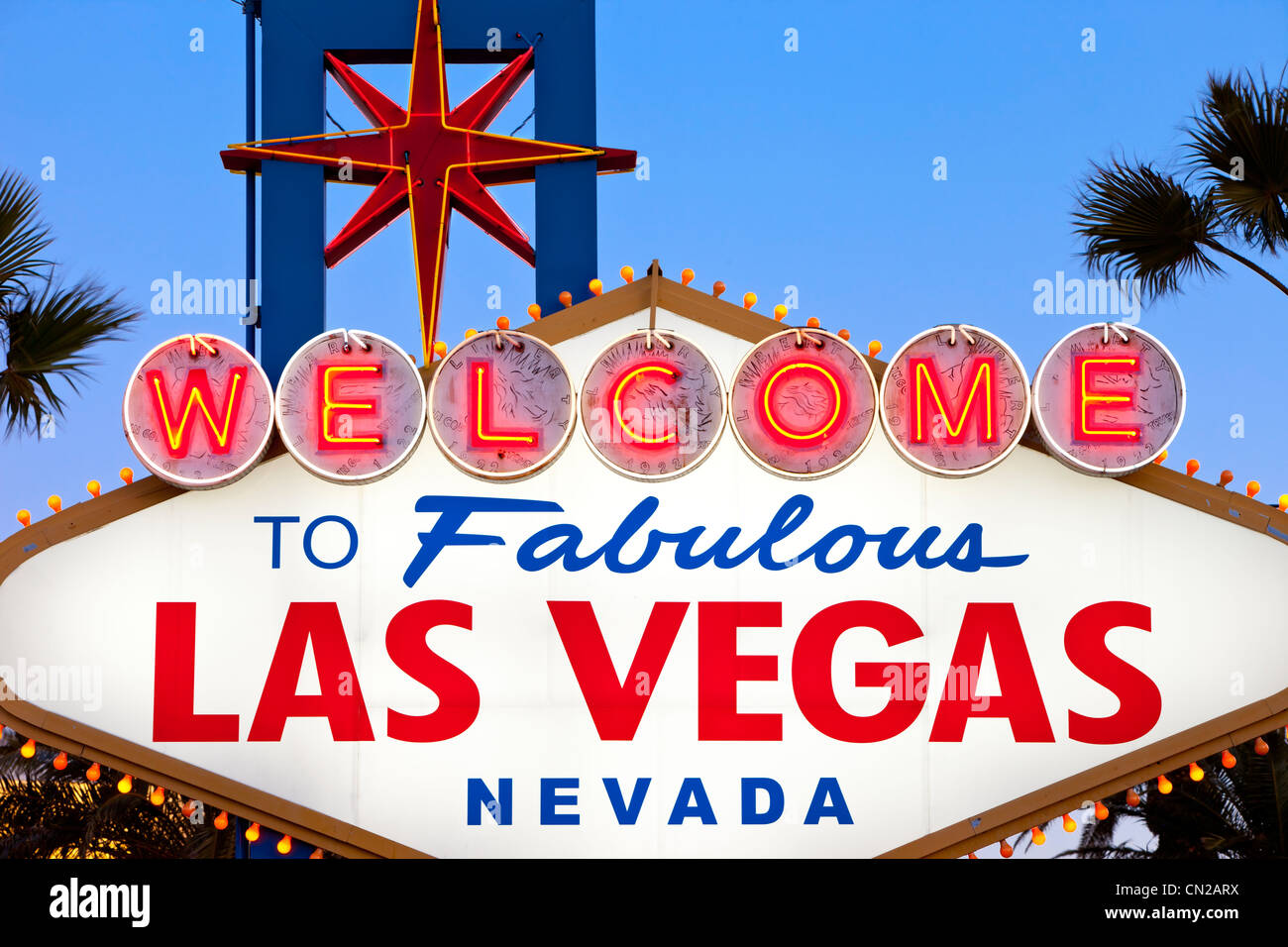 Famous 'Welcome to Fabulous Las Vegas' sign, Las Vegas, Nevada USA Stock Photo