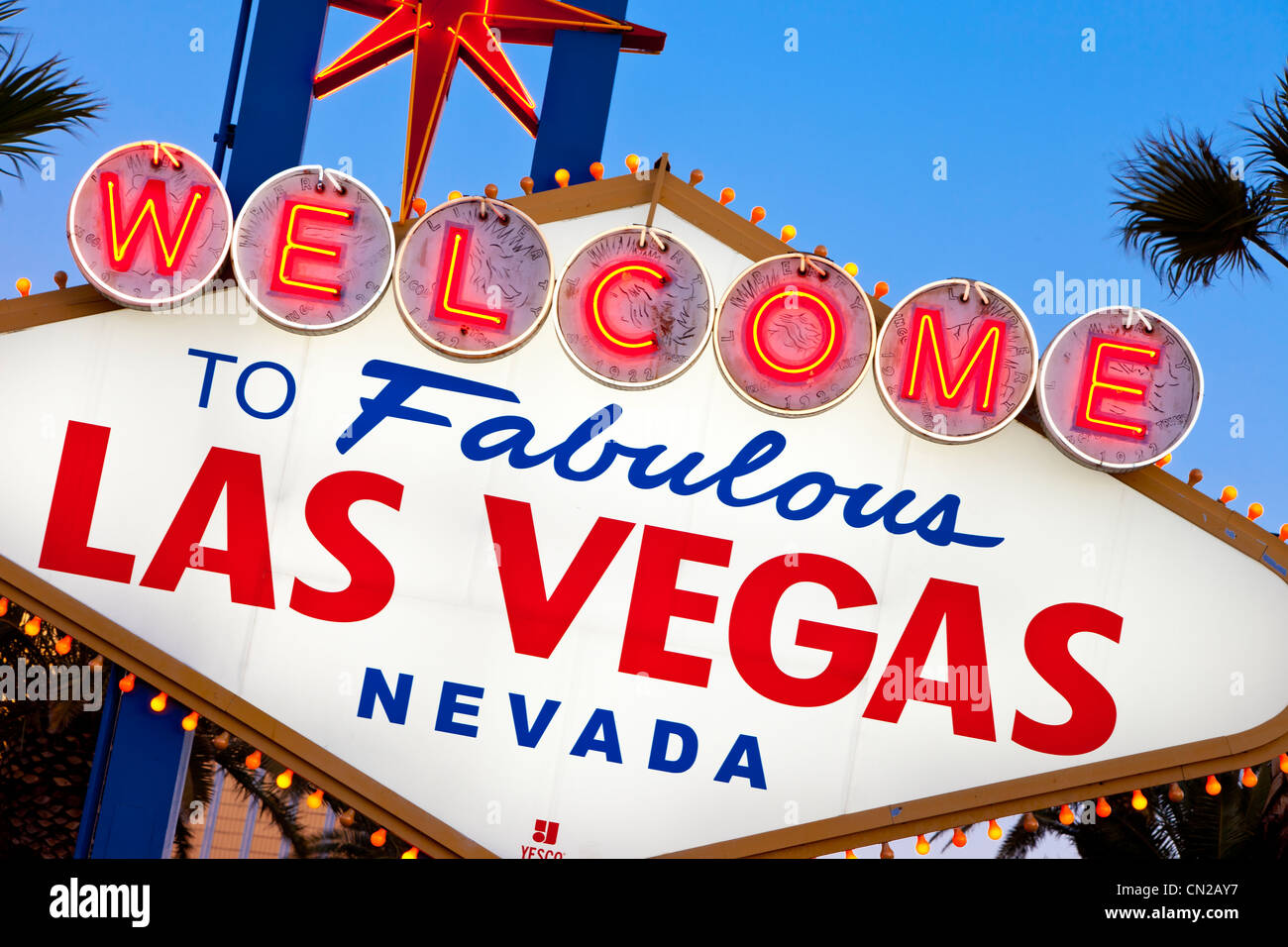 Famous 'Welcome to Fabulous Las Vegas' sign, Las Vegas, Nevada USA Stock Photo