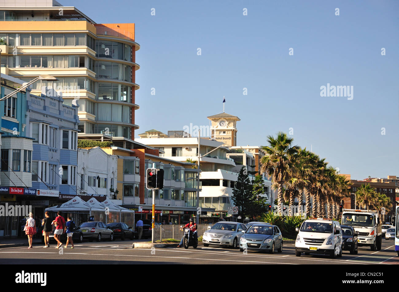 Campbell Parade at Bondi Beach, Sydney, New South Wales, Australia Stock Photo