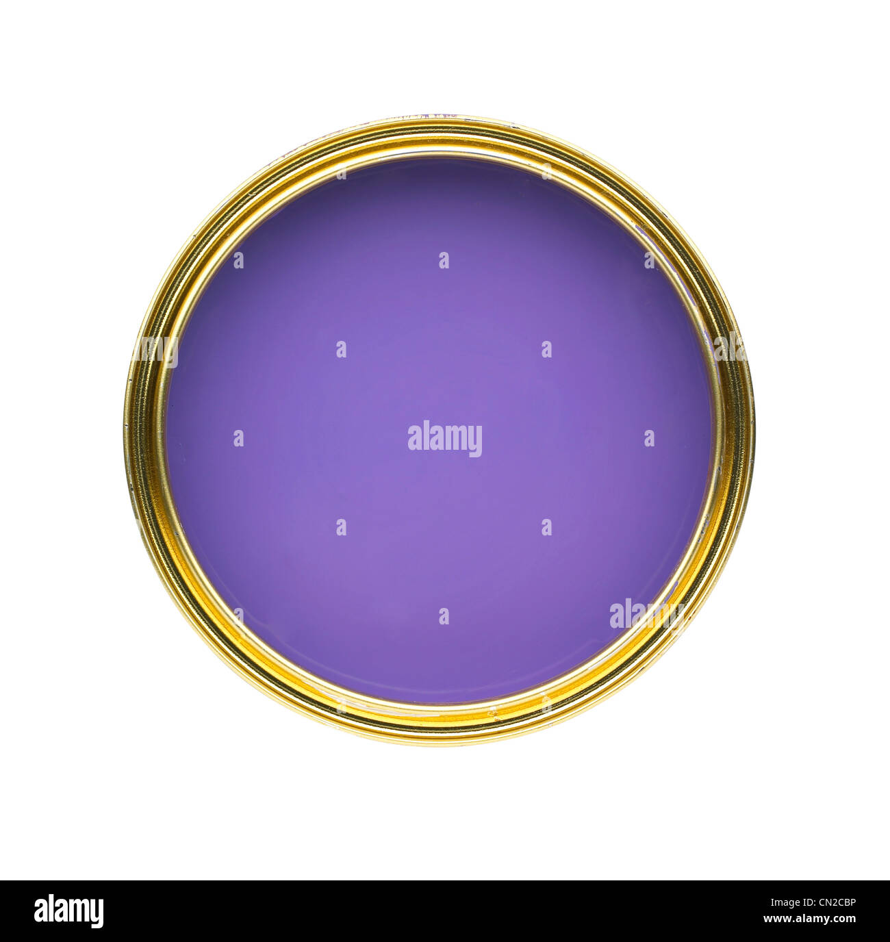 Overhead view of purple paint tin Stock Photo Alamy