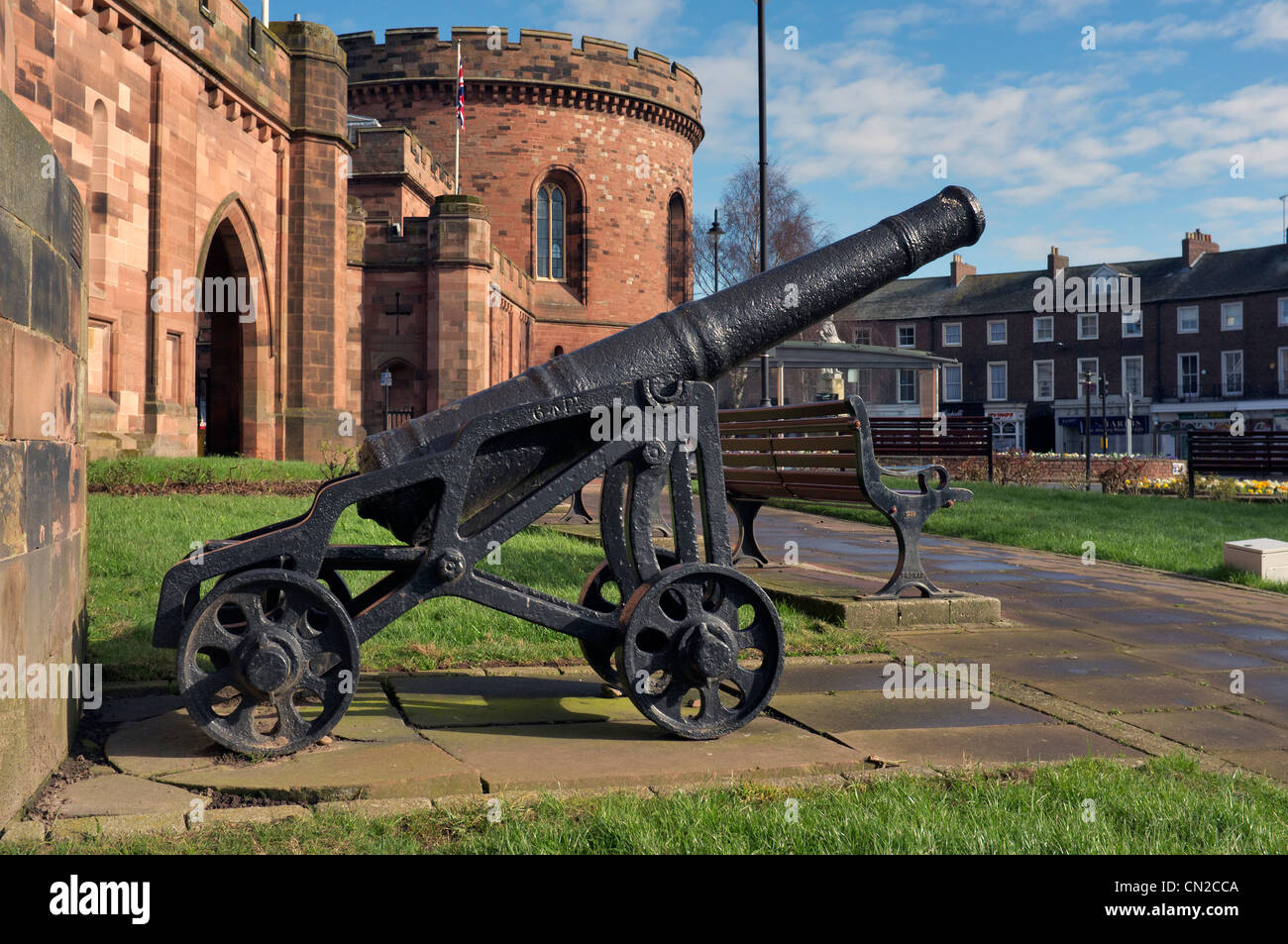 Canon situated outside the Citadel Carlisle City center, Cumbria, United Kingdom Stock Photo