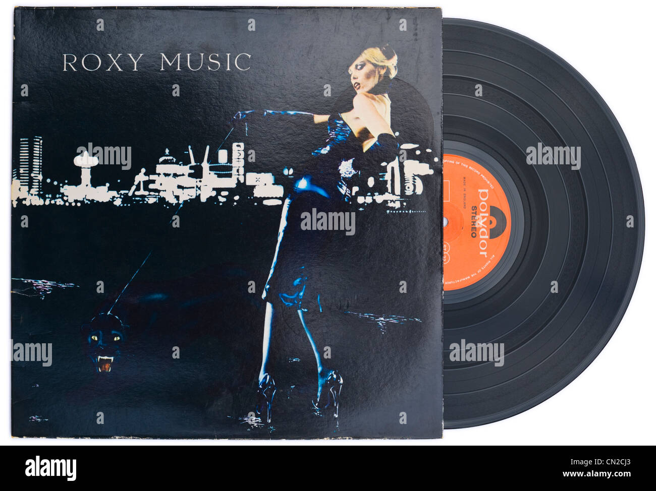British rock band ROXY MUSIC classic vinyl album and cover FOR YOUR PLEASURE released 1973 on POLYDOR RECORDS label Stock Photo