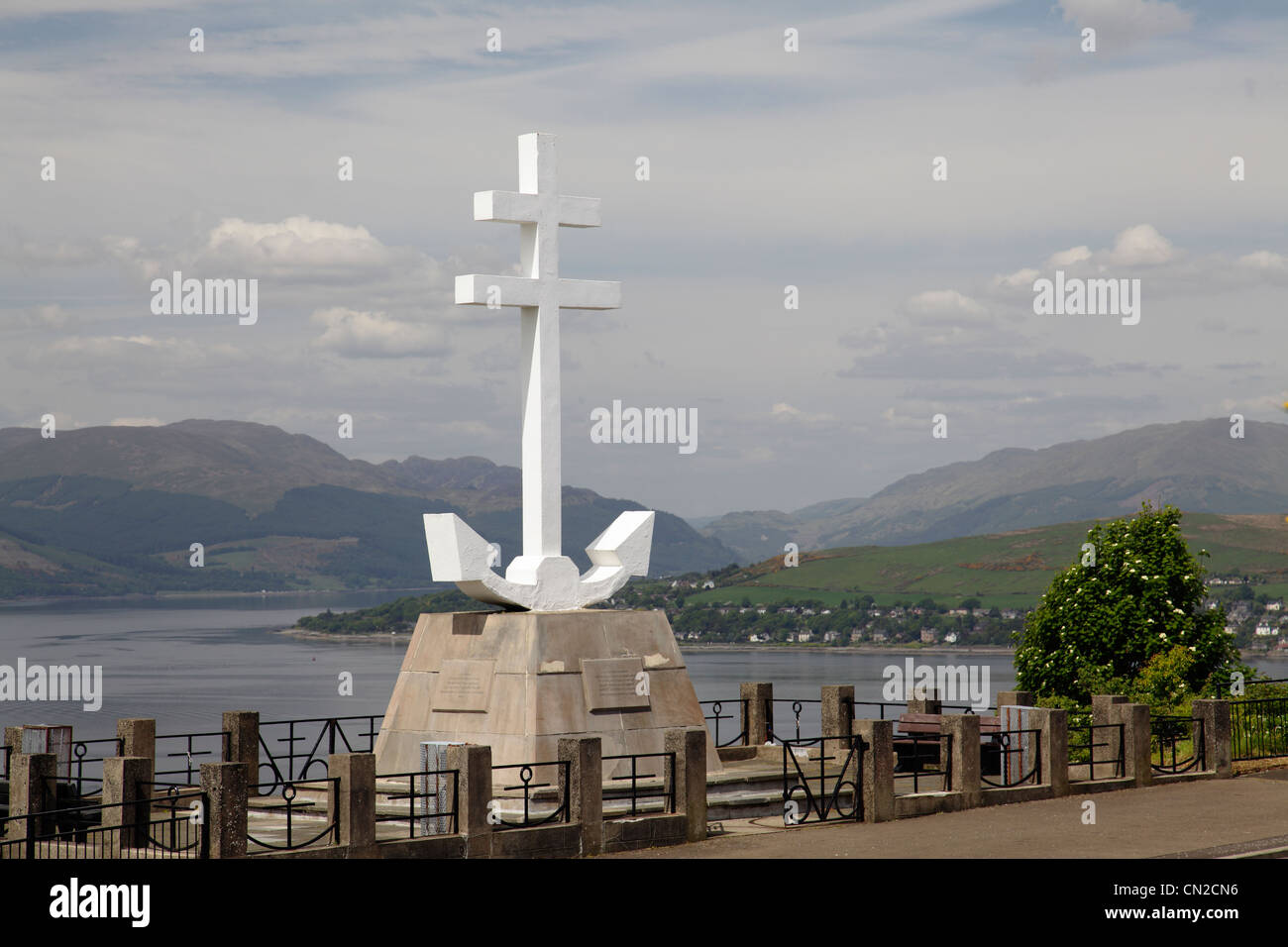 Free French Memorial on Lyle Hill, overlooking the Firth of Clyde, Inverclyde, Scotland, UK Stock Photo