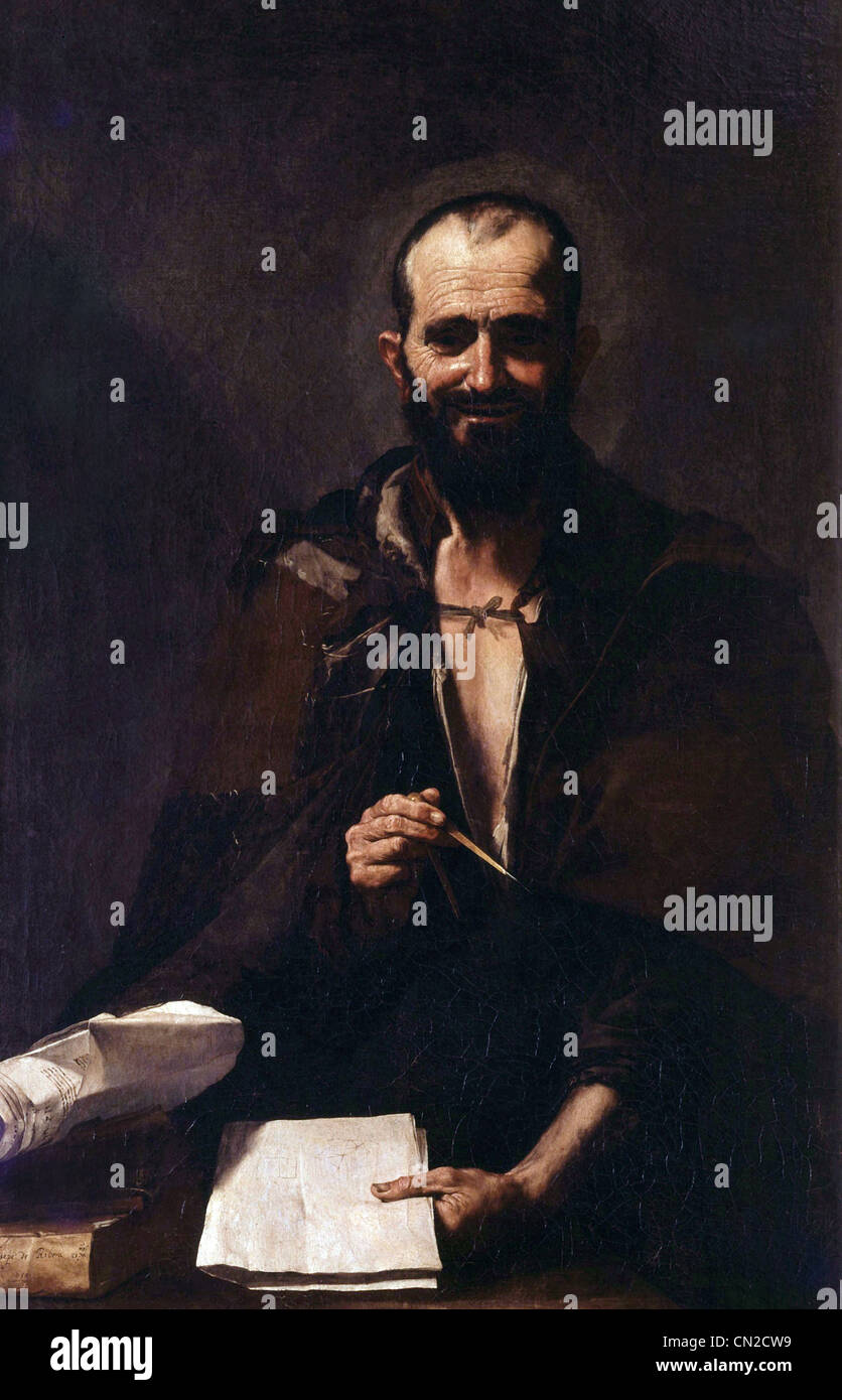 José de Ribera Portrait of Archimedes XVII th Century Museo del Prado - Madrid Stock Photo